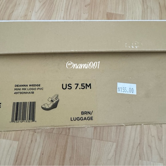 MICHAEL Michael Kors Brown Monogram Deanna Wedges Sandals with Logo Straps - Picture 9 of 9